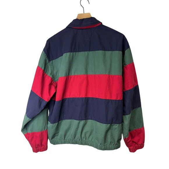 Vintage Tommy Hilfiger Men's Full Zip Jacket Stripe Crest Logo 100% Cotton Small - Picture 4 of 16